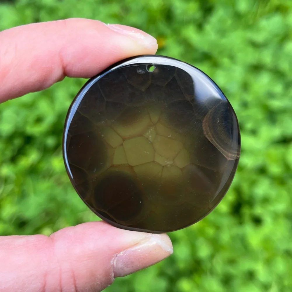 Sterling silver 925‎ stamped translucent spider web agate pendant 1298